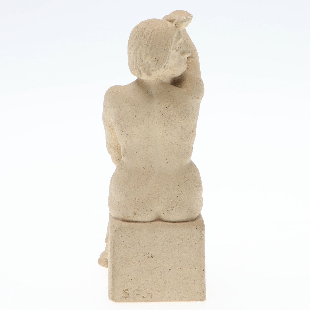 Small seated stoneware nude by Sten Faste (1912-1996) — lifestyle setting