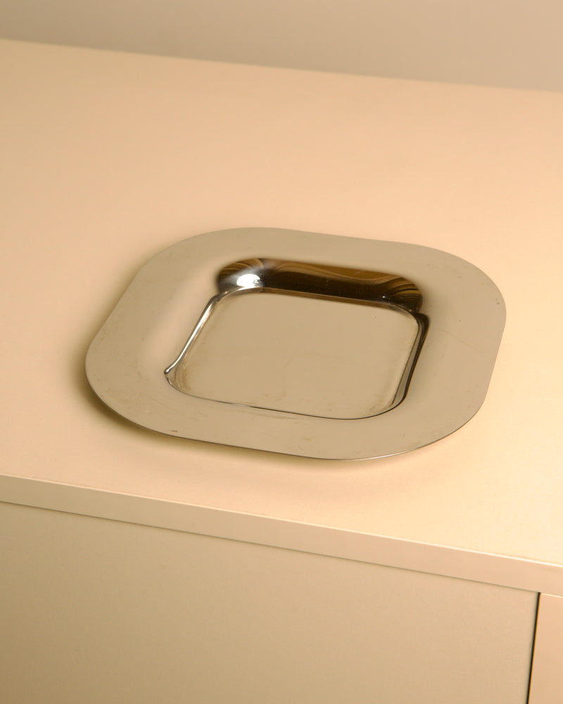 Italian stainless steel square trinket tray by Sambonet 1980s