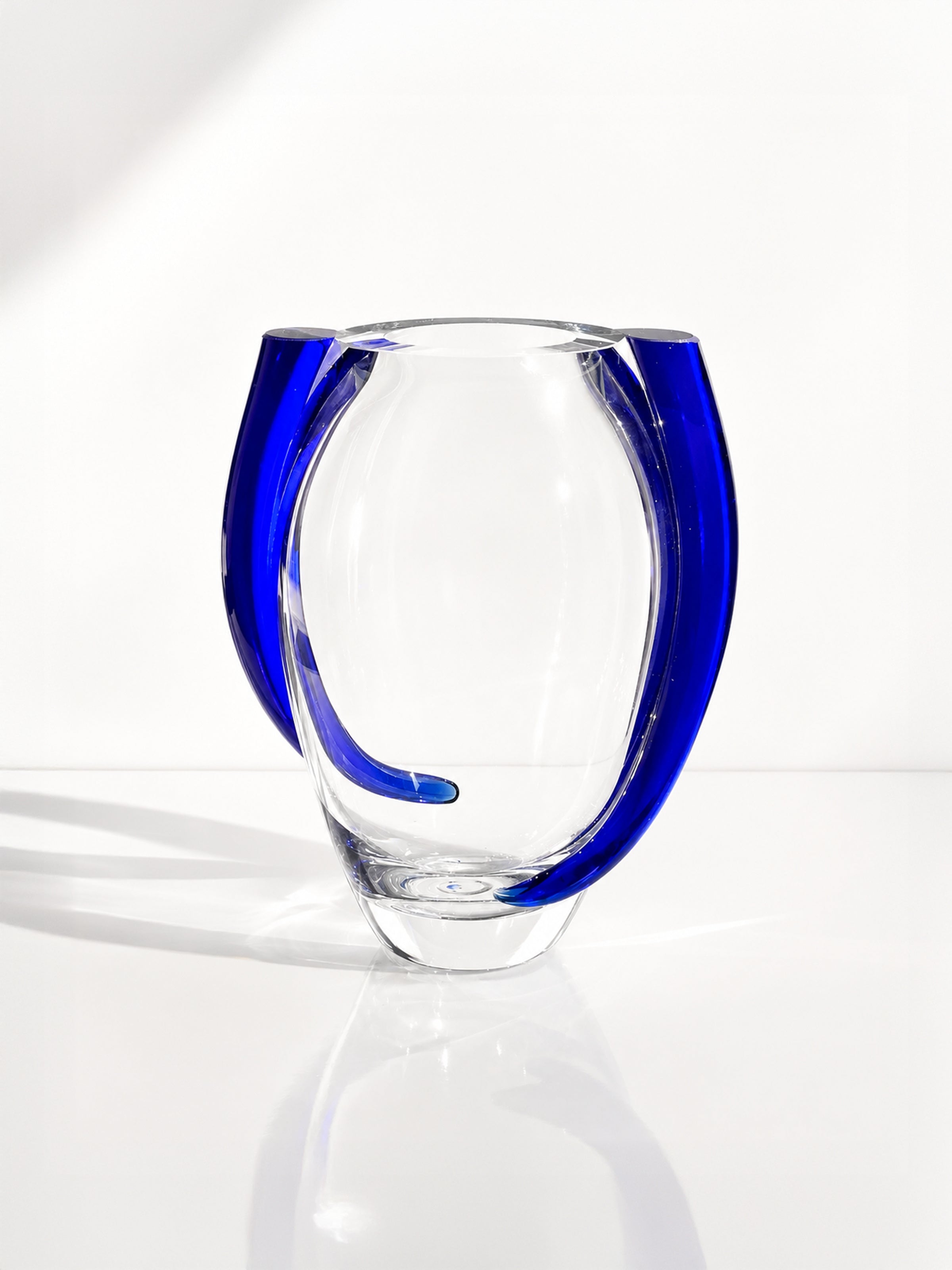 Sculptural Cobalt Blue Crystal Vase by Krosno - 1980s by Dodo Vintage | The Oblist