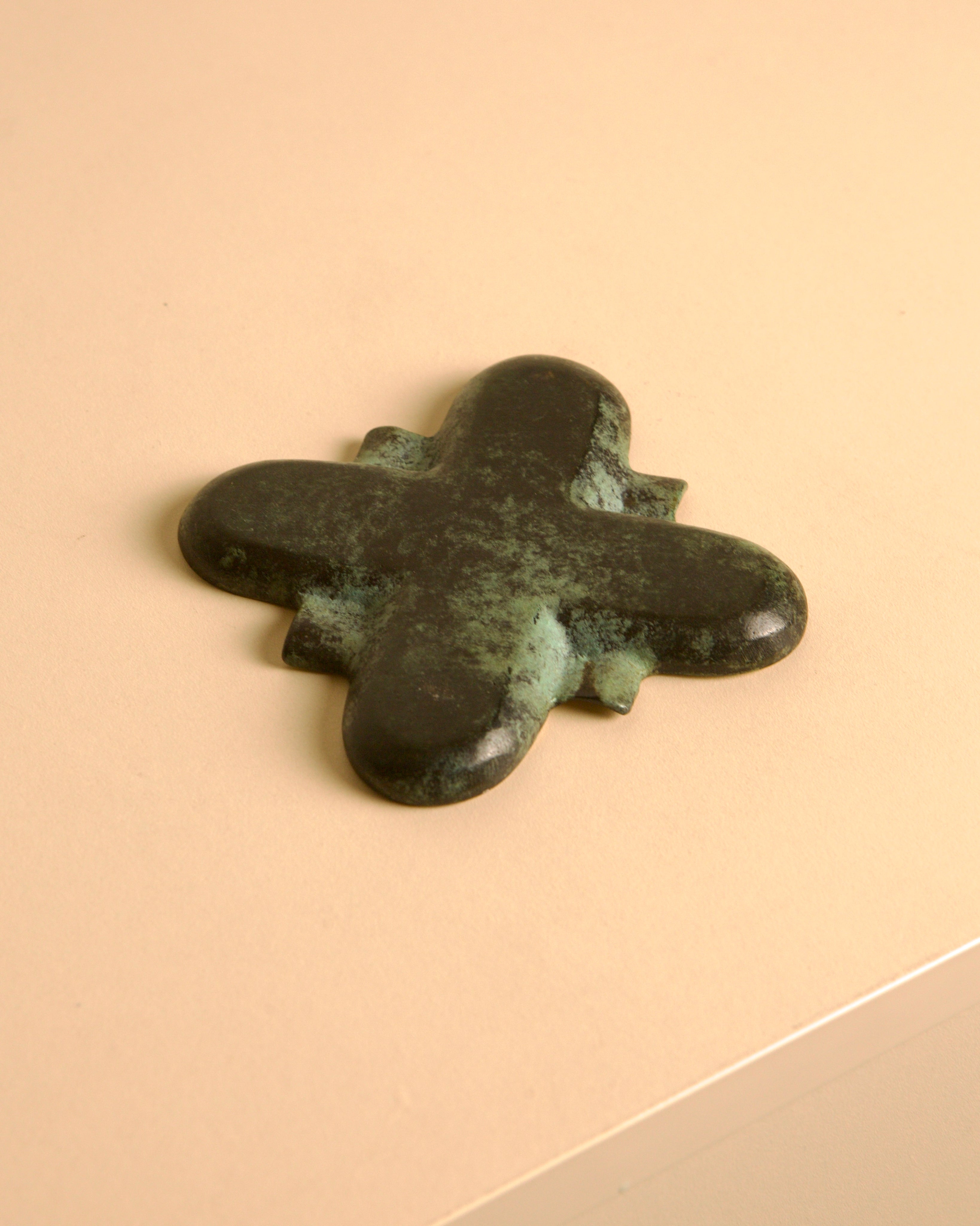 Italian Bronze Ashtray, 1940s — top view showing patina finish