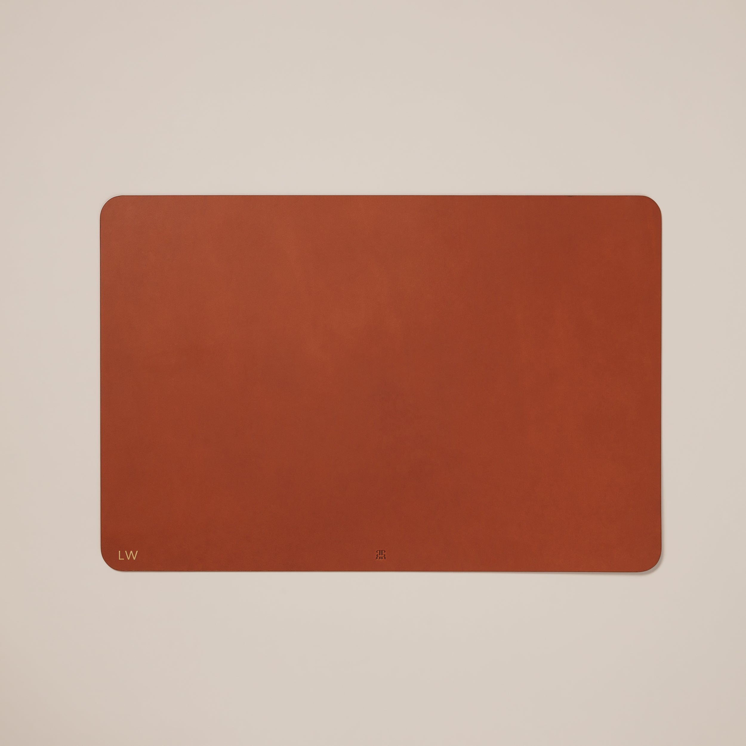 Leather Desk Gift Set — top view of brown leather desk mat