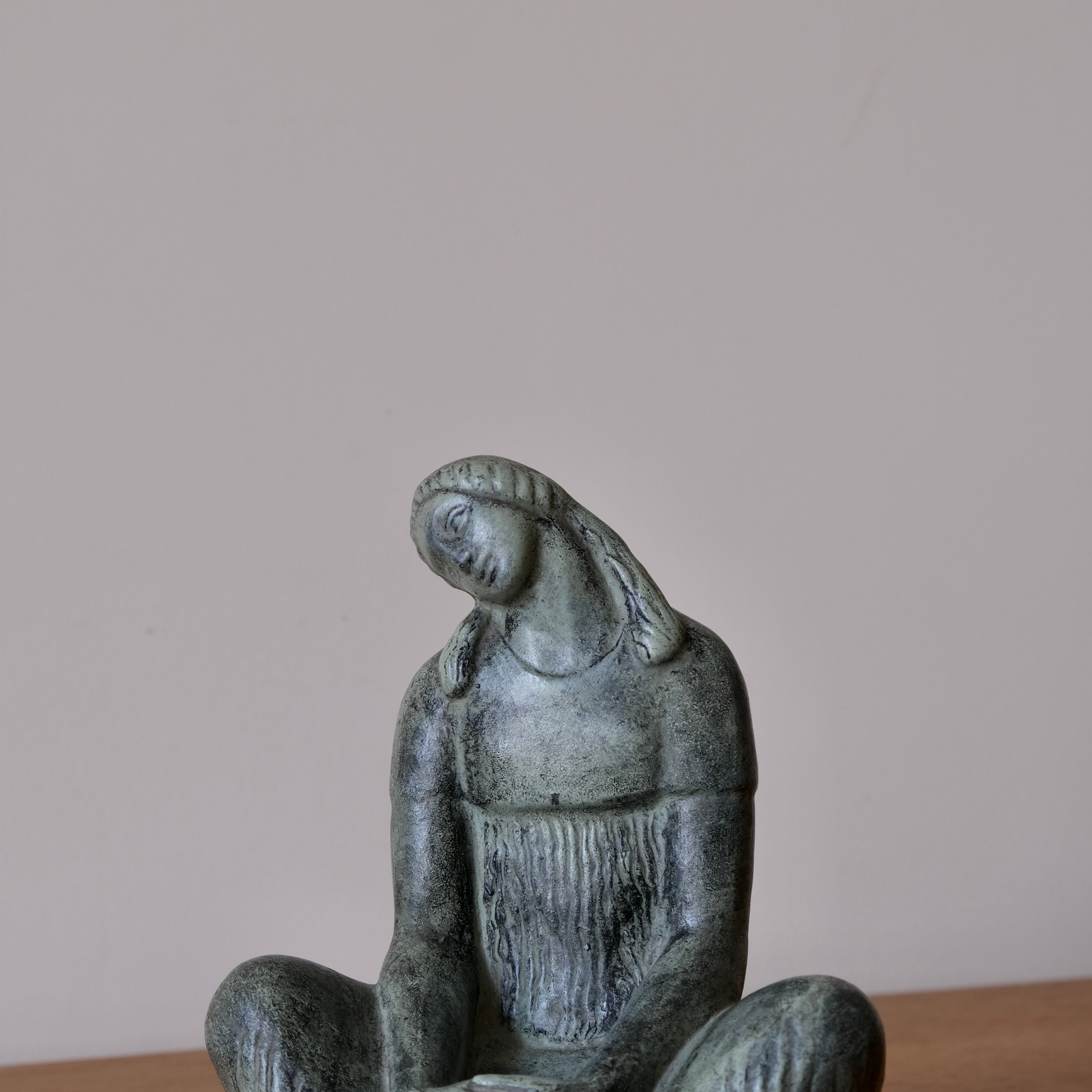 Fidel Aguilar Marco Ceramic Sculpture | Spain | 1930s — angled view on wooden surface