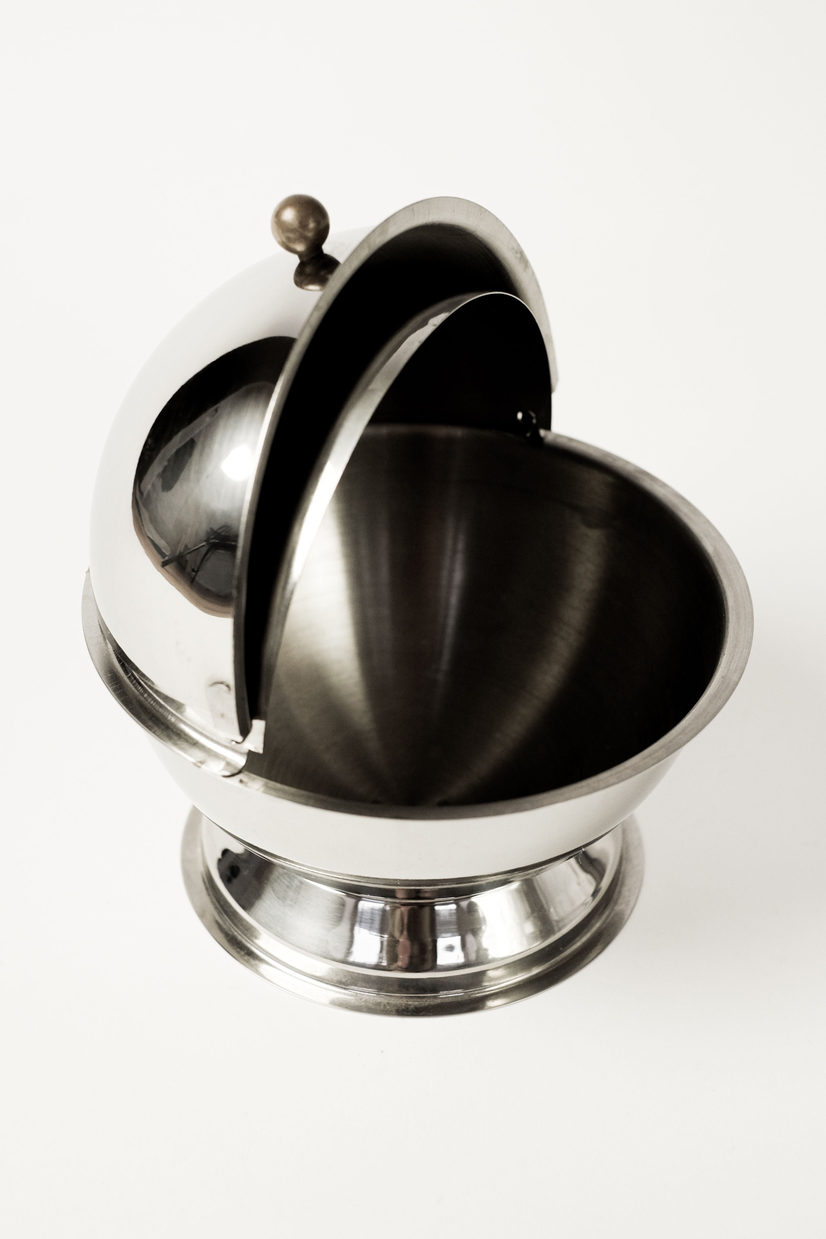 Circle Sugar Bowl — back view showing polished stainless steel finish