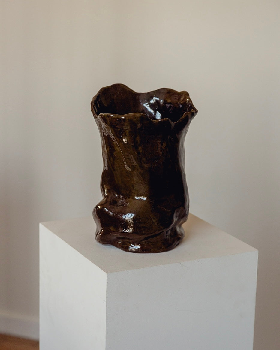 Contemporary Vase in Glazed Ceramic - The Modica Collection — close-up