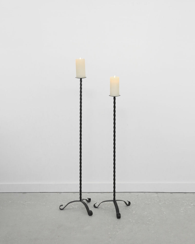 Twisted Iron Floor Candleholder Set by Villa | The Oblist — handcrafted black iron design