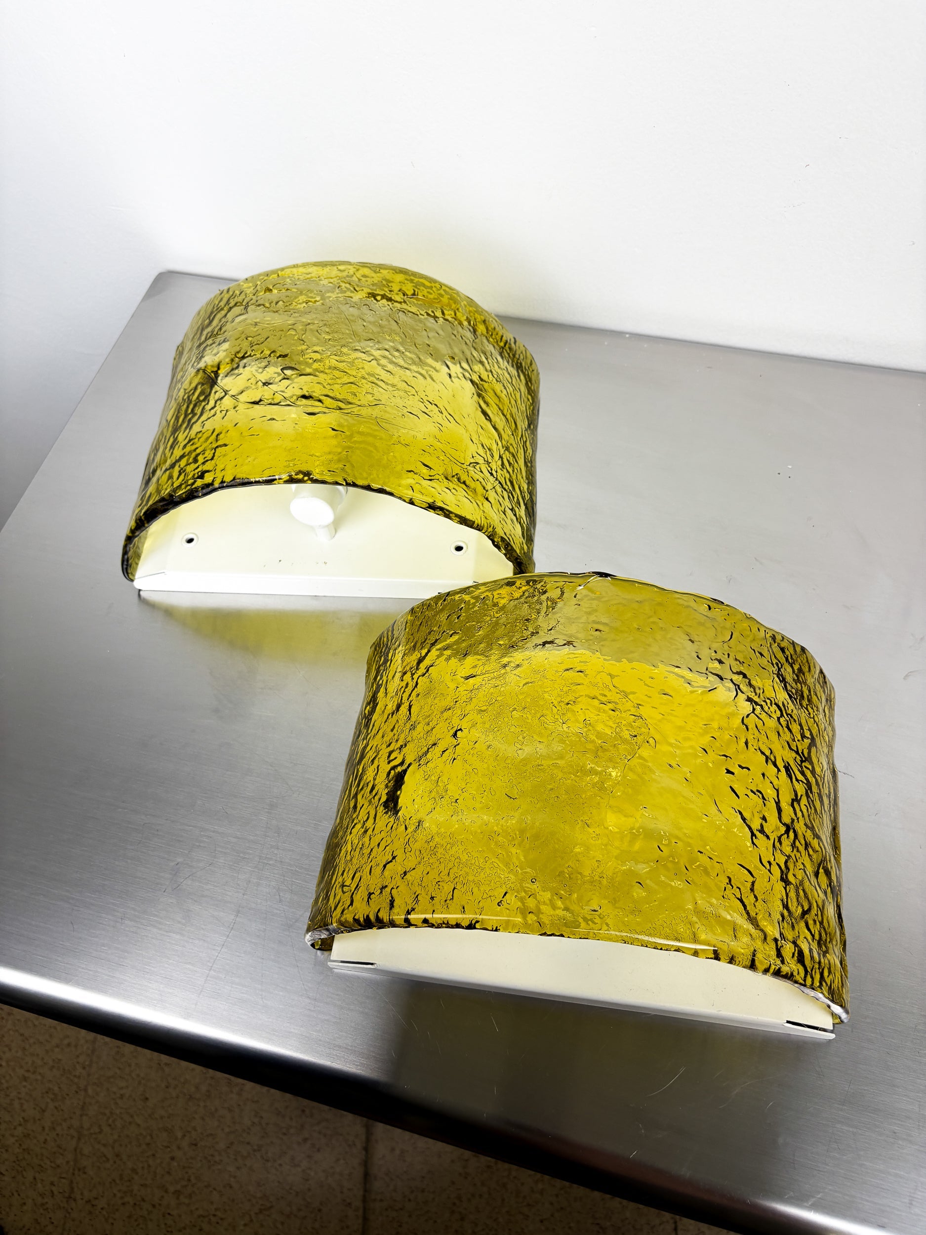Pair of Carlo Nason for Mazzega Murano Glass Wall Sconces, Italy Circa 1970s — additional view
