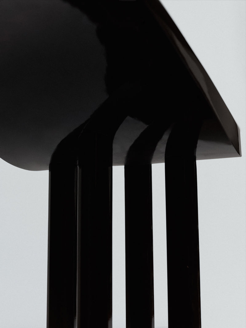 Curule Stool, Art Deco Style, Varnished Wood, Late 20th Century, France — detail view