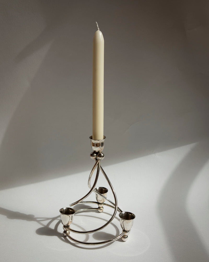 French Silver-Plated Art Deco Style Spiral Candelabra — side angle