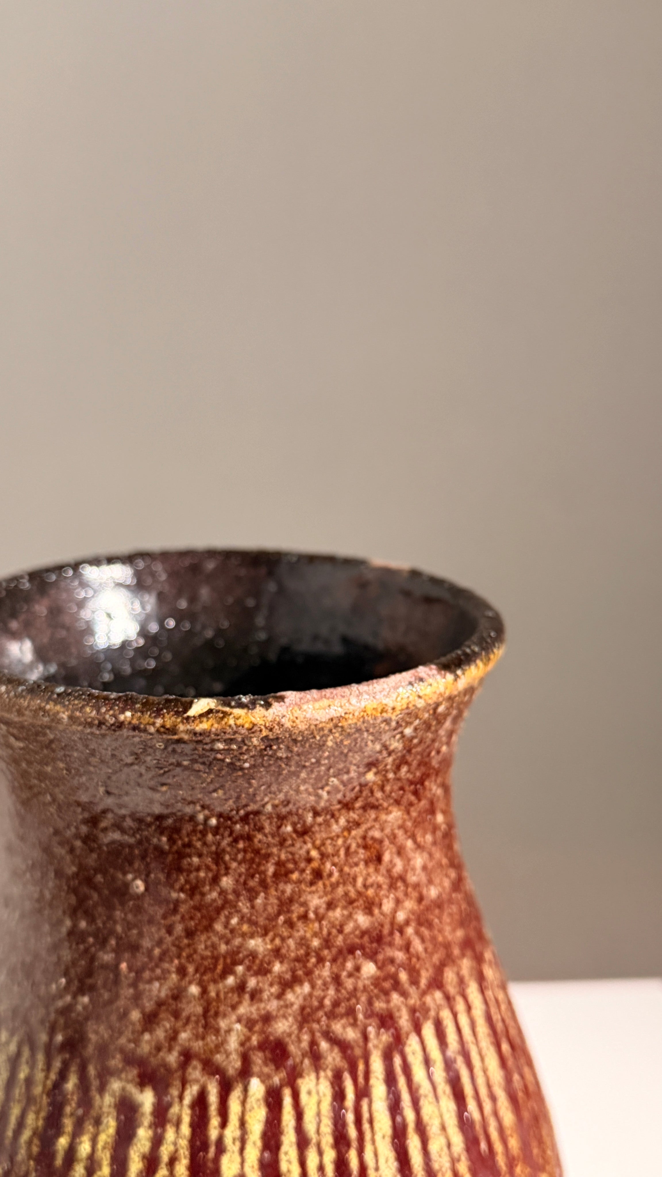 Rare ceramic vase by the Accolay potters, France, circa 1960.  — lifestyle setting