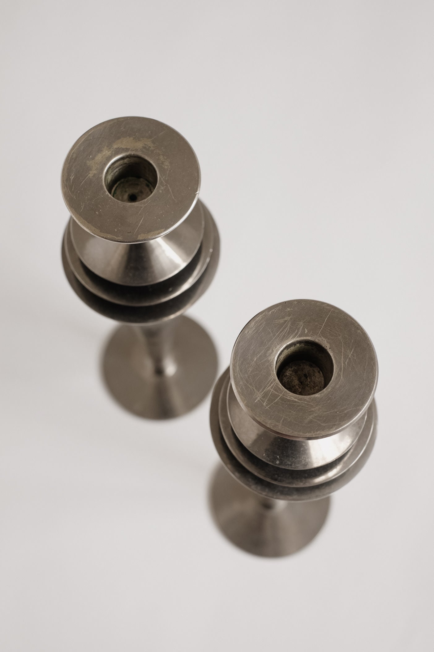 Vintage Art Deco Style Chrome Candlesticks — alternate view