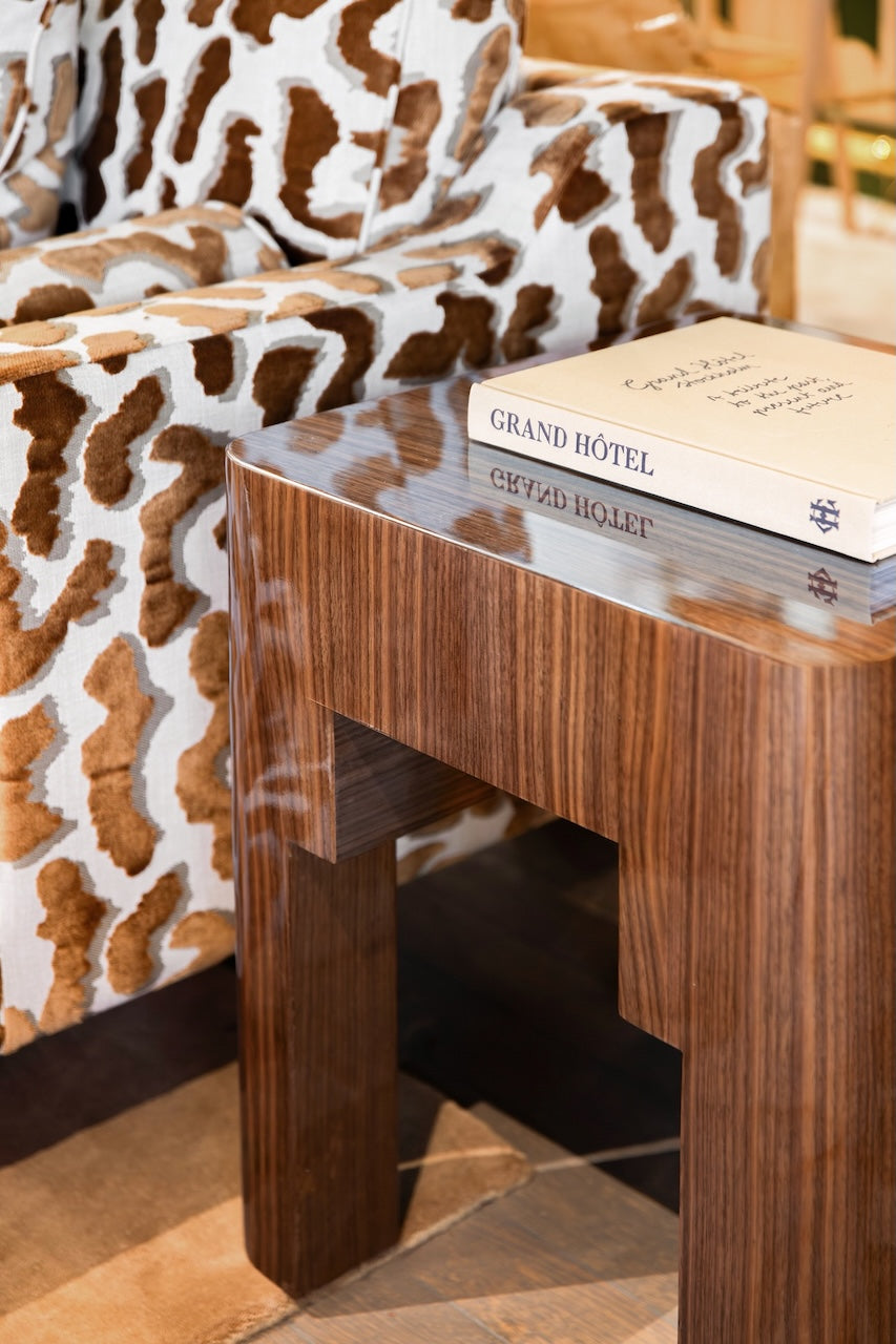 Adrian Side Table - Glossy Walnut — close-up