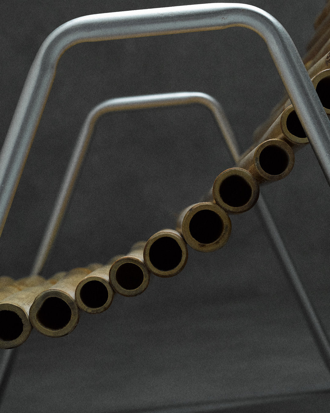 bamboo lounge chair, signed "Hambresin" — angled view of bamboo slats and metal frame