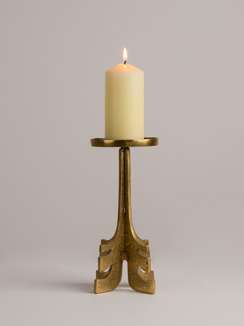 Brutalist Mid Century Brass Candle Holder by Studio Ecubed | The Oblist — brass material, modern design