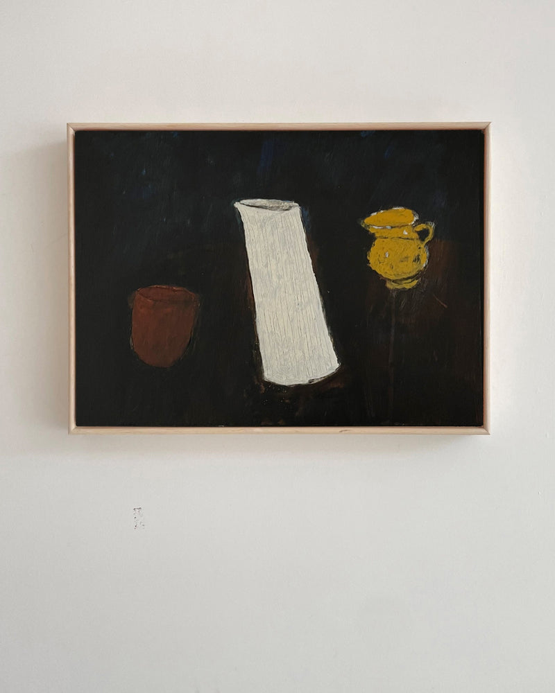 Little Yellow Jug Original Painting by Lara Voce | The Oblist — acrylic on canvas, yellow jug