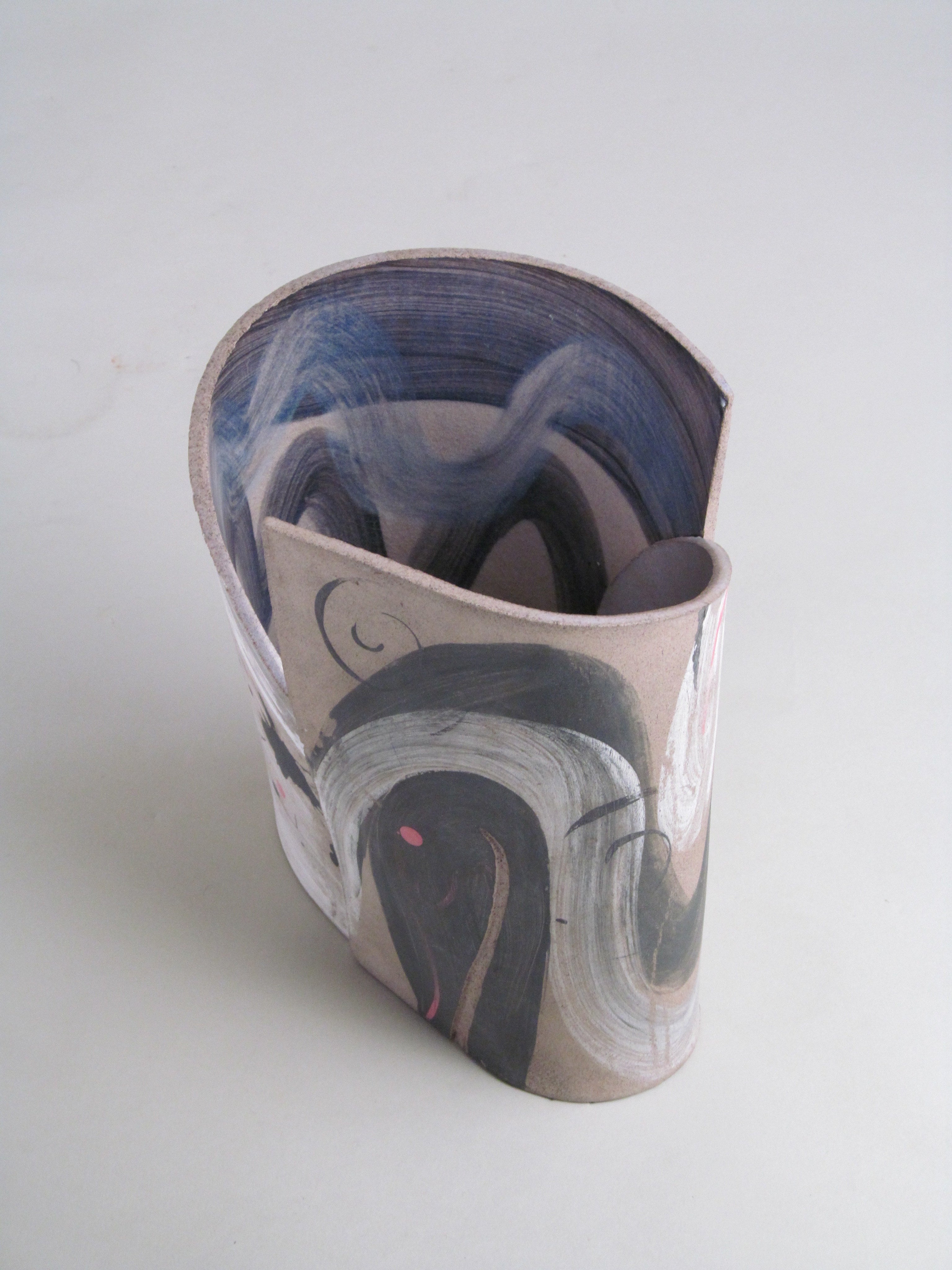 Signed Studio Vessel ‘Jonat’ — top view showing abstract painted design