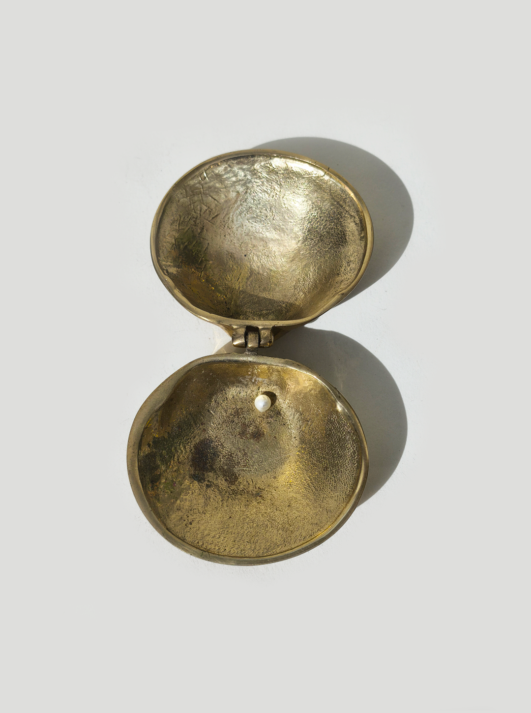 Shell Brass Box — close-up of interior brass finish