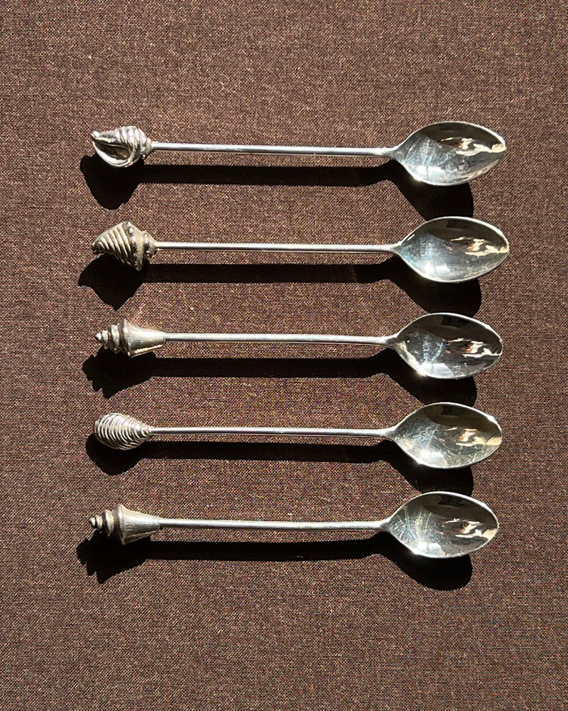 Silver Plated Shell Dessert Spoons by Manushi | The Oblist