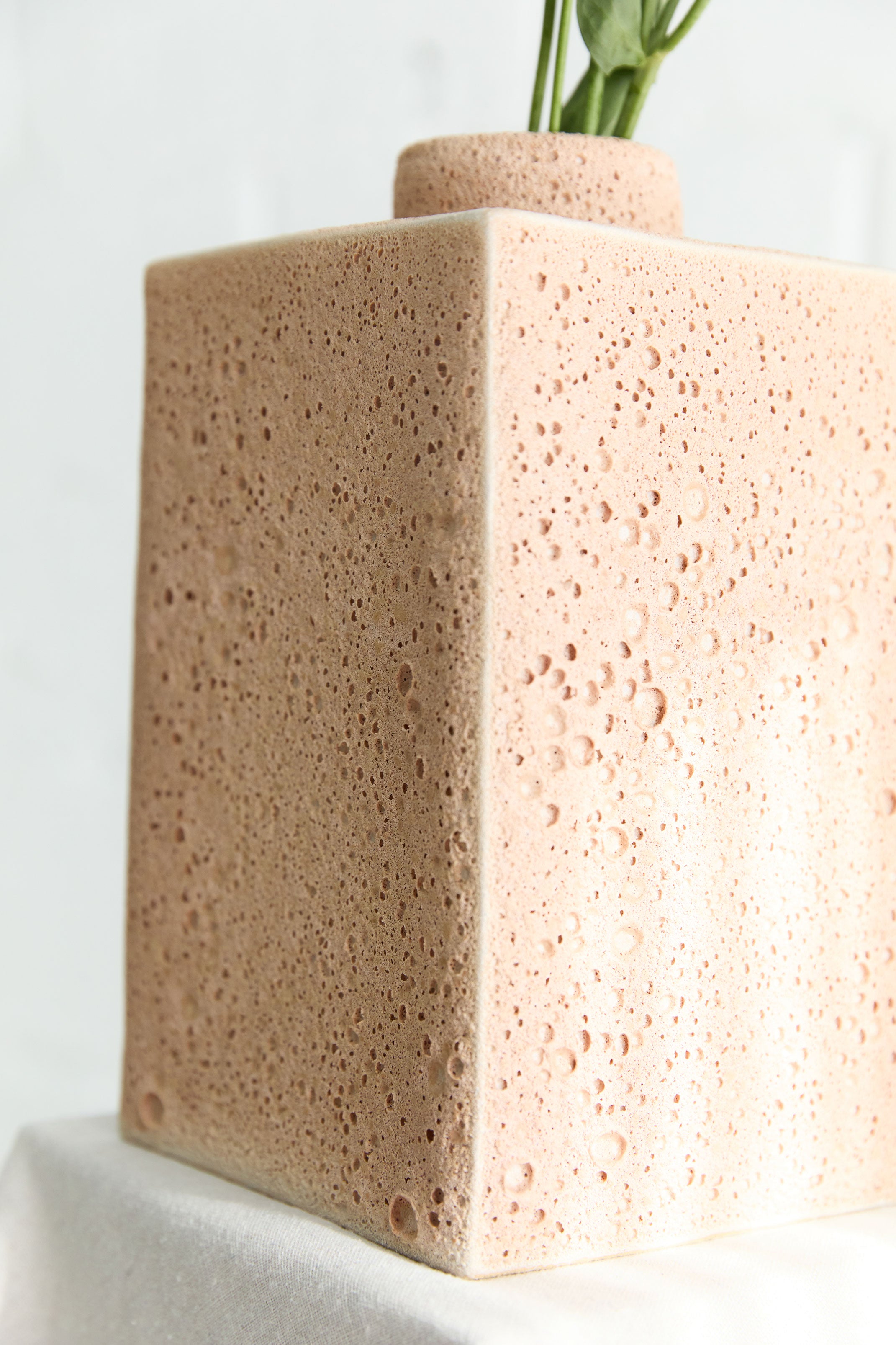 Ceramic Vase Cuubik - Medium Lichen — side angle