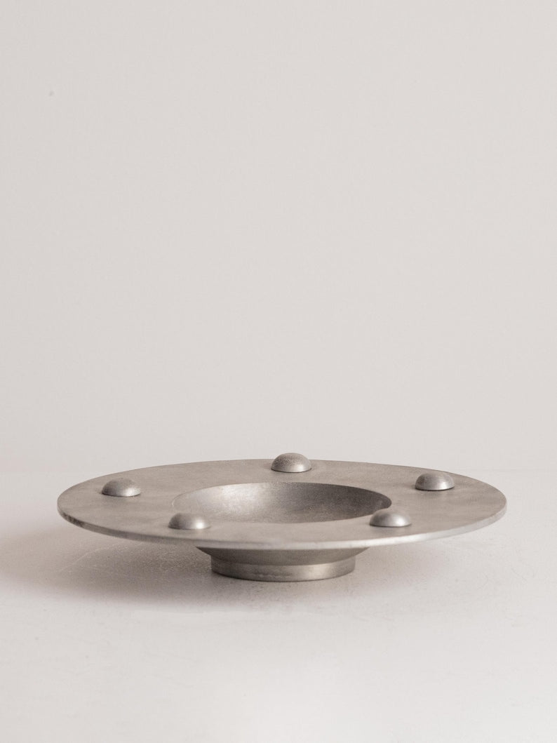 Vintage Post-Modern Metal Plate – Industrial Minimalist Decor, 1980s Style by Studio Ecubed | The Oblist