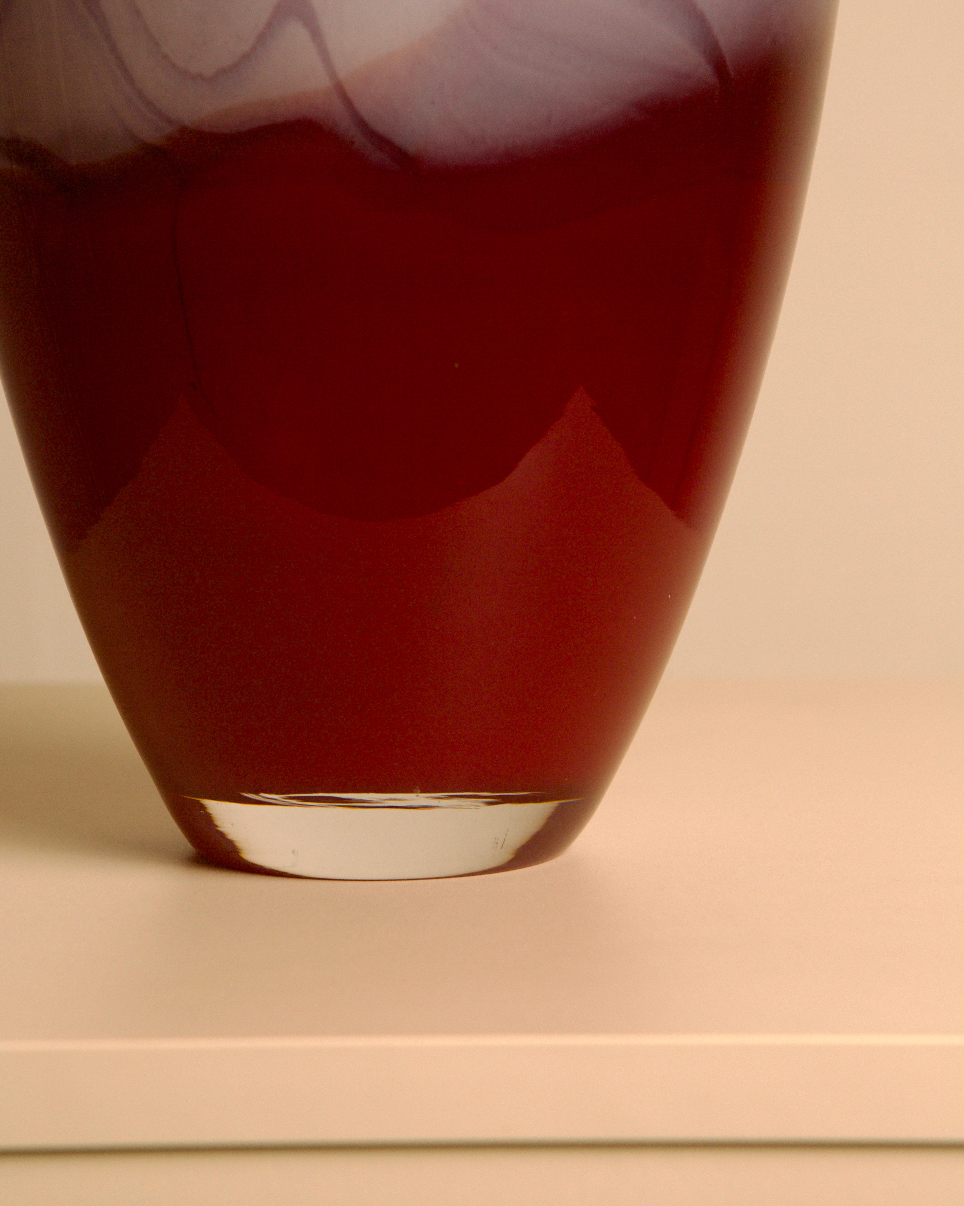 Italian Marbled Glass Vase, Purple & Burgundy, 1980s — side angle