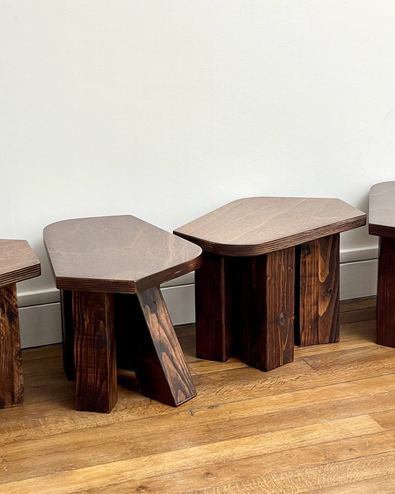 Original Stool by Goons — close-up of dark wooden legs
