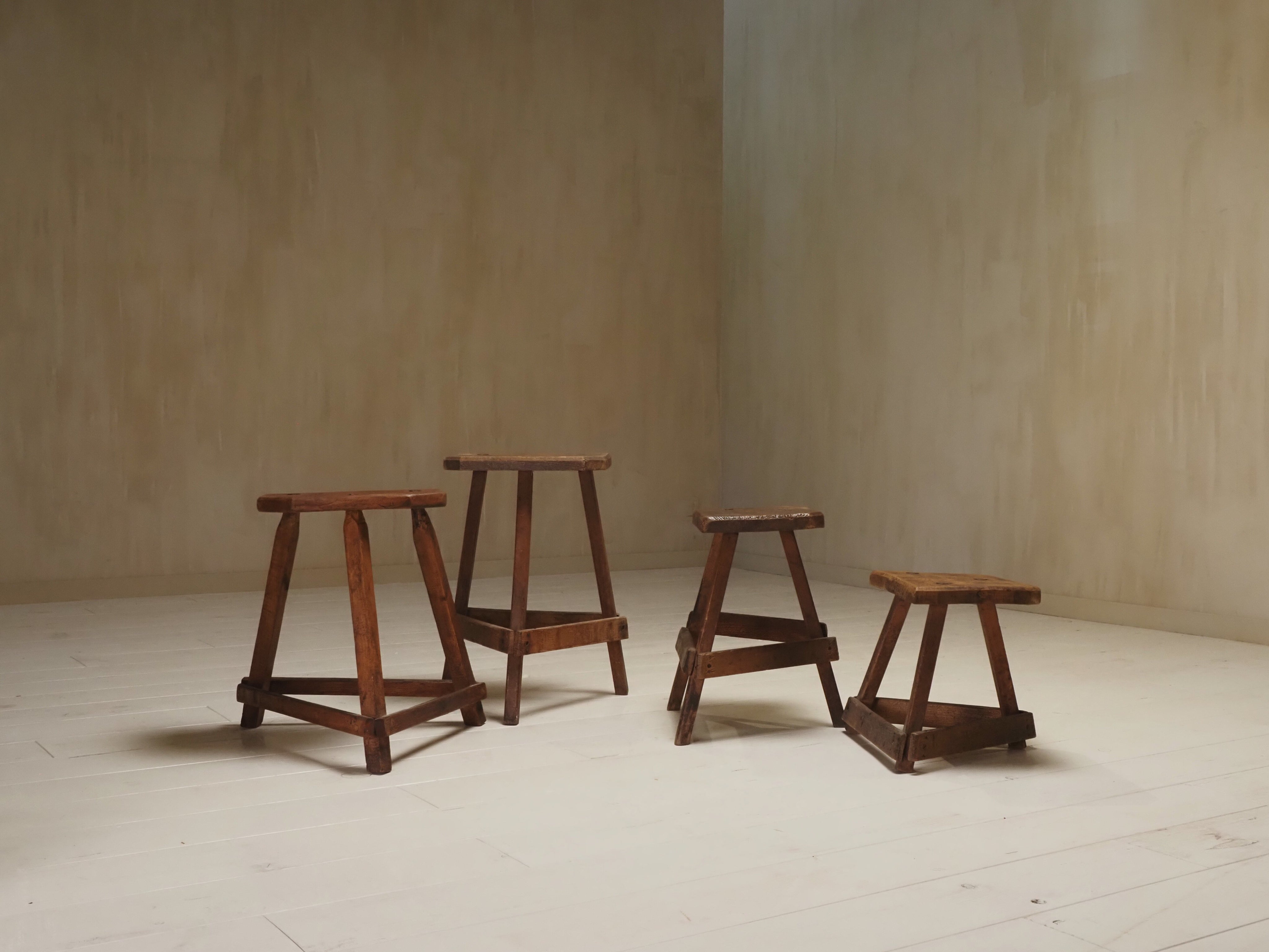 Set of 19th Century English Antique Oak Cutler's Stools — view 9