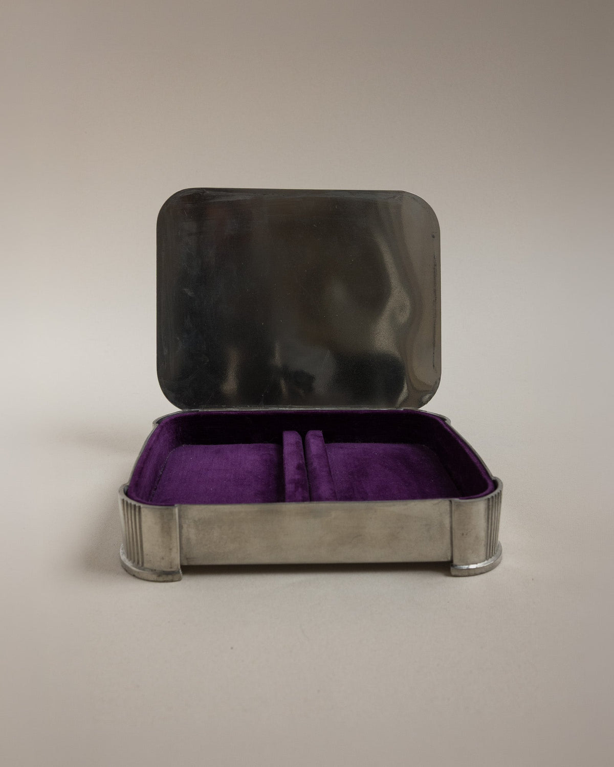 Mid-Century Art Deco Style Pewter Jewelry Box by GAB, Sweden, 1950 — side angle