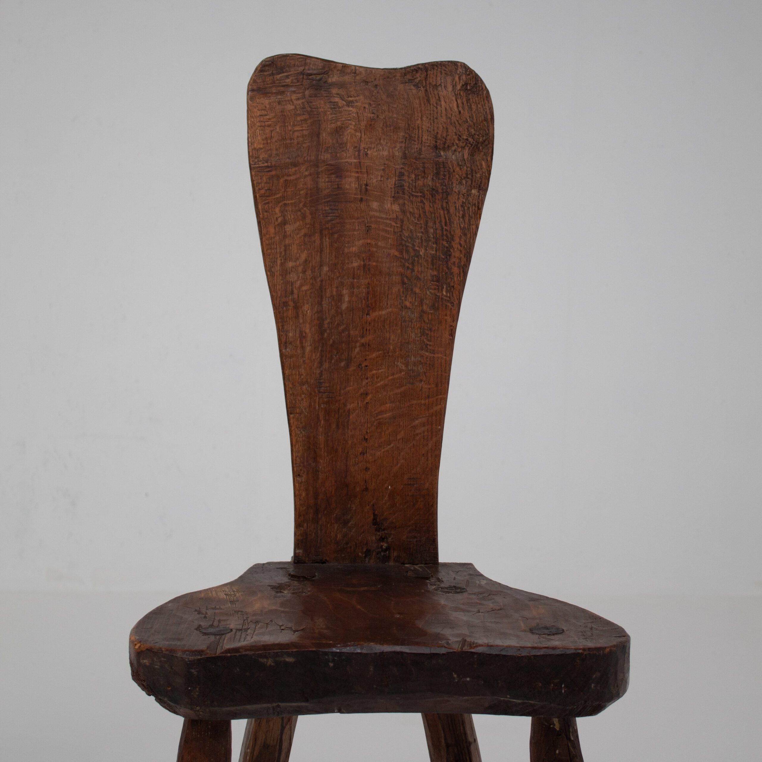 Brutalist Oak Stools with Backrests — view 10