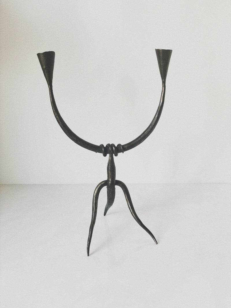Metal Artisan Candleholder, Poland — detail view