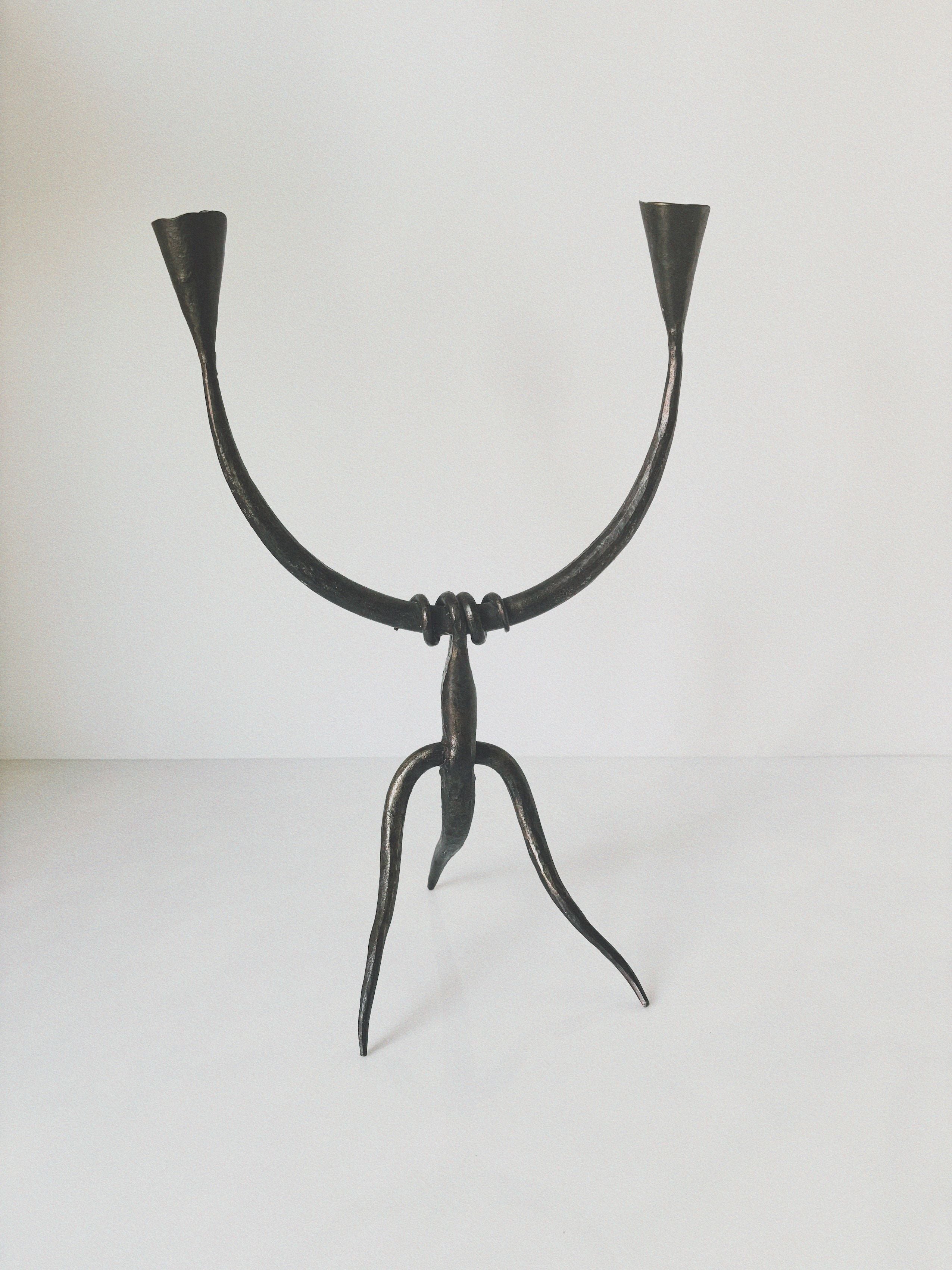 Metal Artisan Candleholder, Poland — detail view
