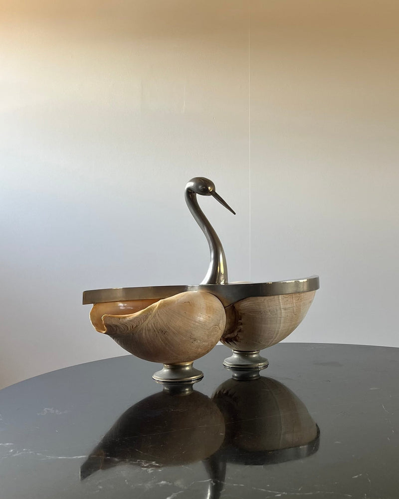 Shell Swan Centrepiece, attr. Gabriella Binazzi, Italy c.1970 — alternate view
