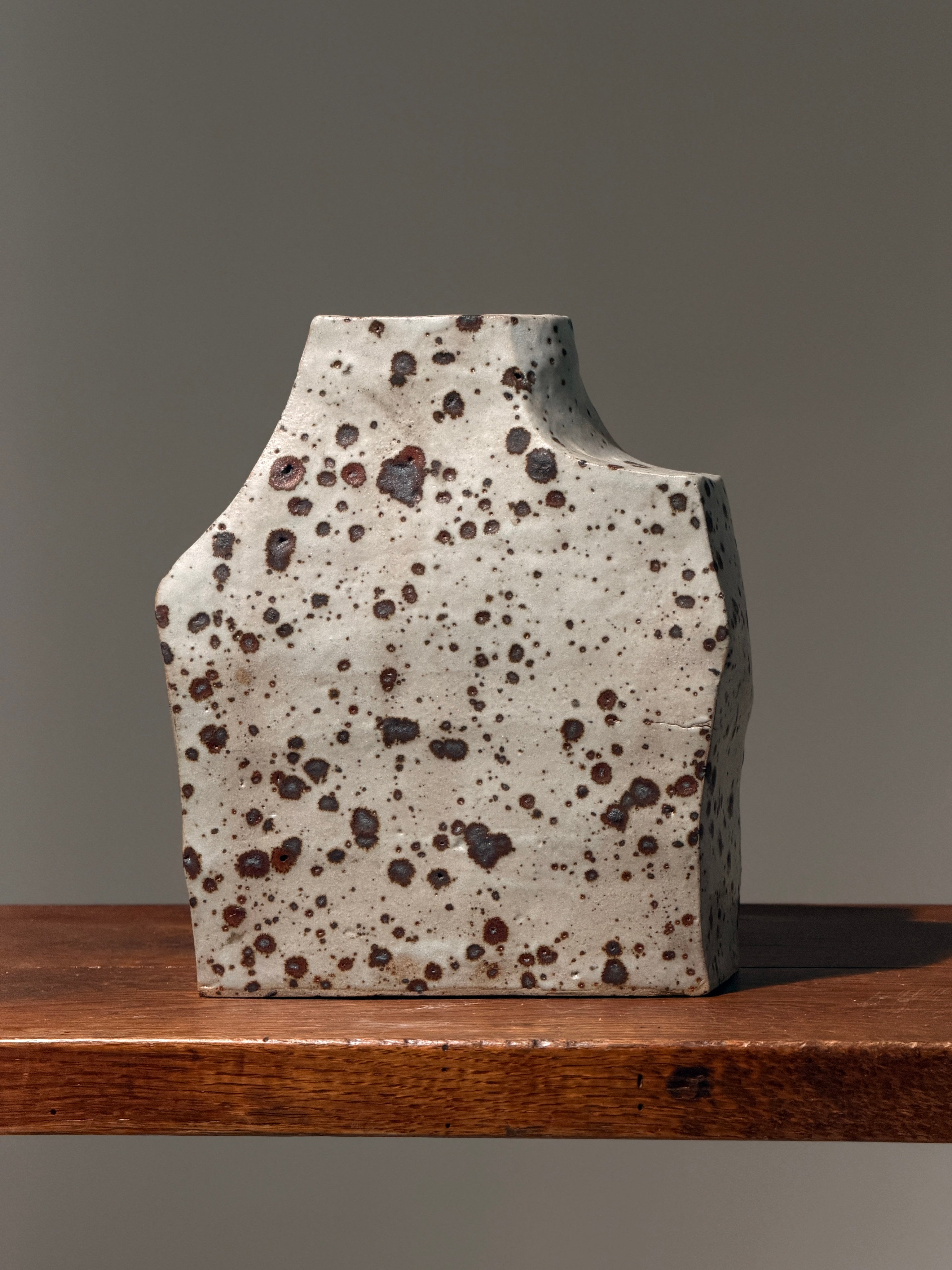 Geometric stoneware vase with pyrite glaze, France, circa 1960. — alternate view