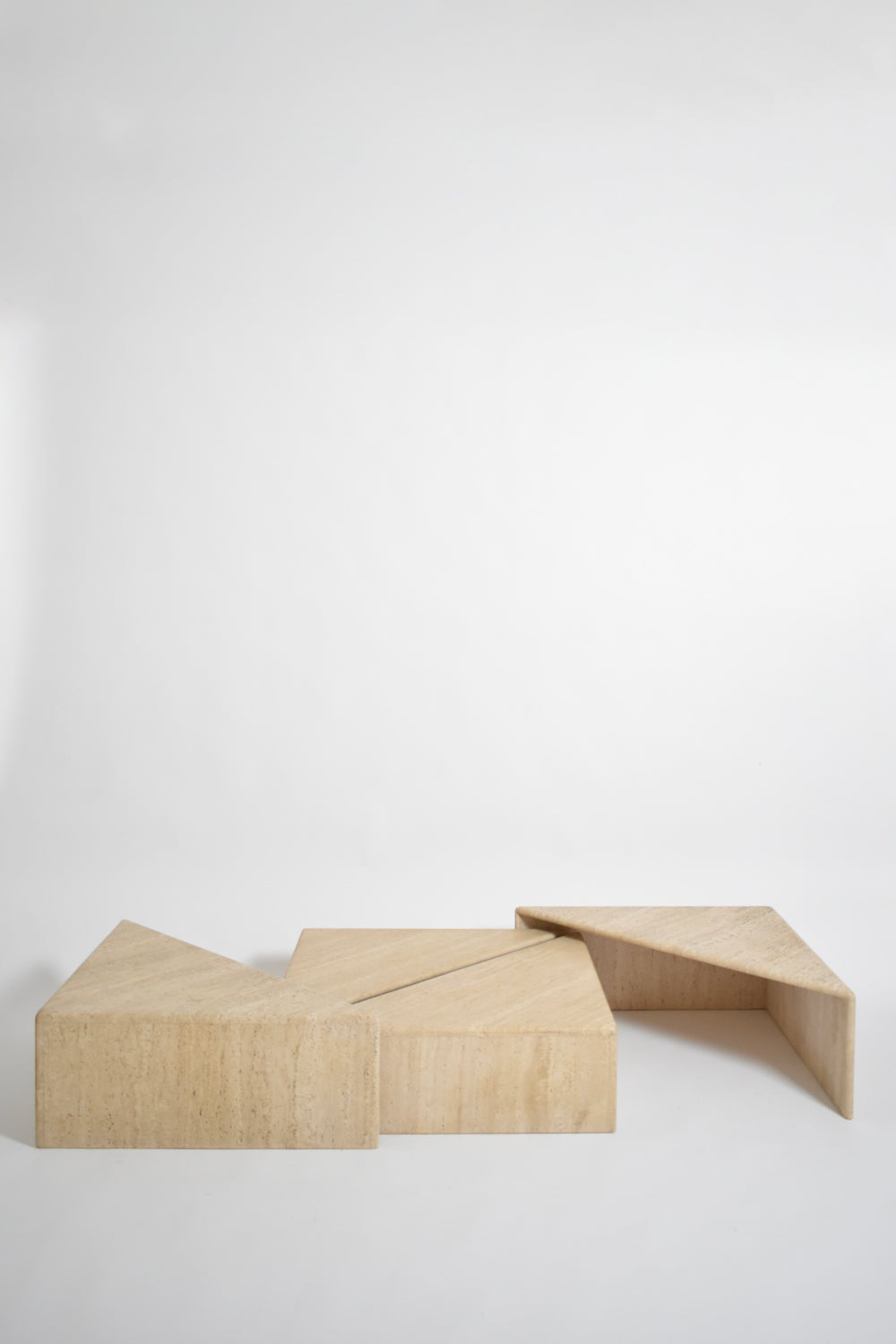 Travertine modular coffee table, 1970s — side angle
