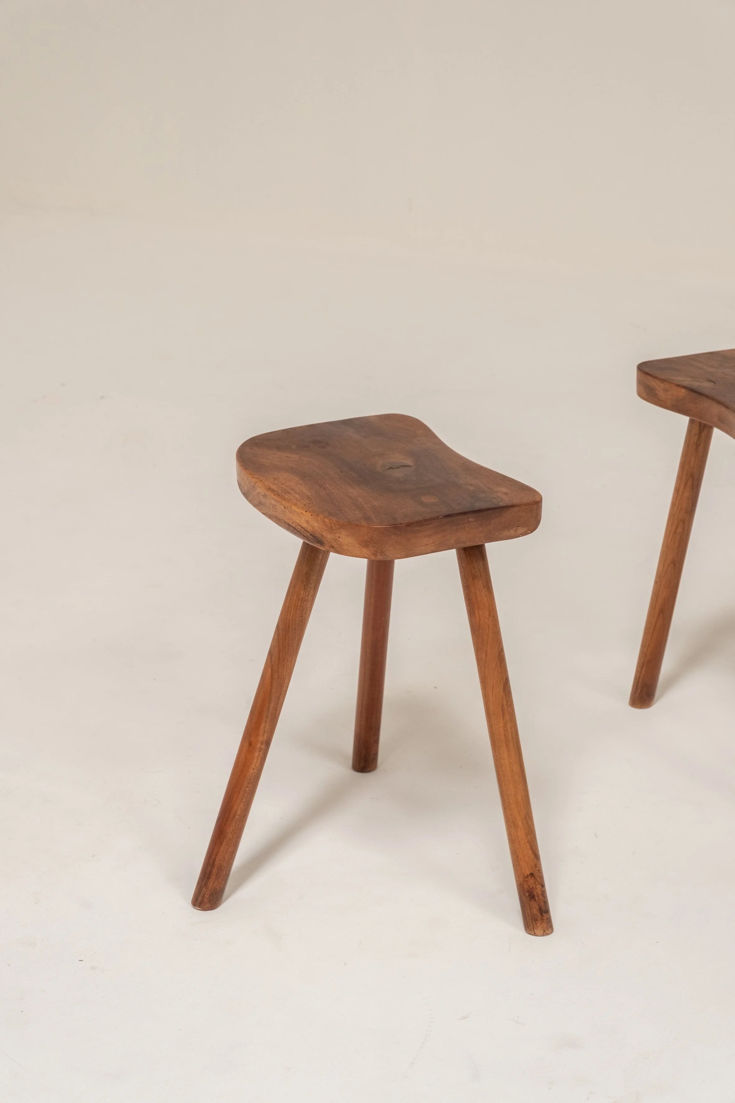 Pair of French Wooden Stools, 1950s — alternate view
