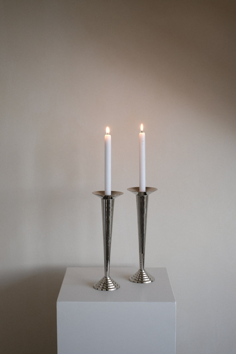 Art Deco Candle Holders by septembre studios | The Oblist — polished metal finish