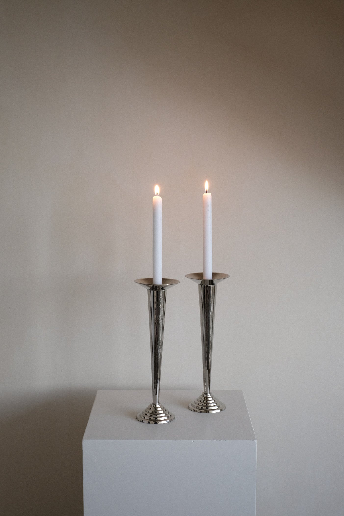 Art Deco Candle Holders by septembre studios | The Oblist — polished metal finish