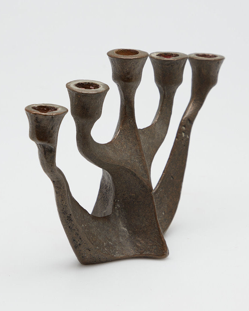 Candle Holders Michael Harjes Brutalist 5-Lamp Candlestick,