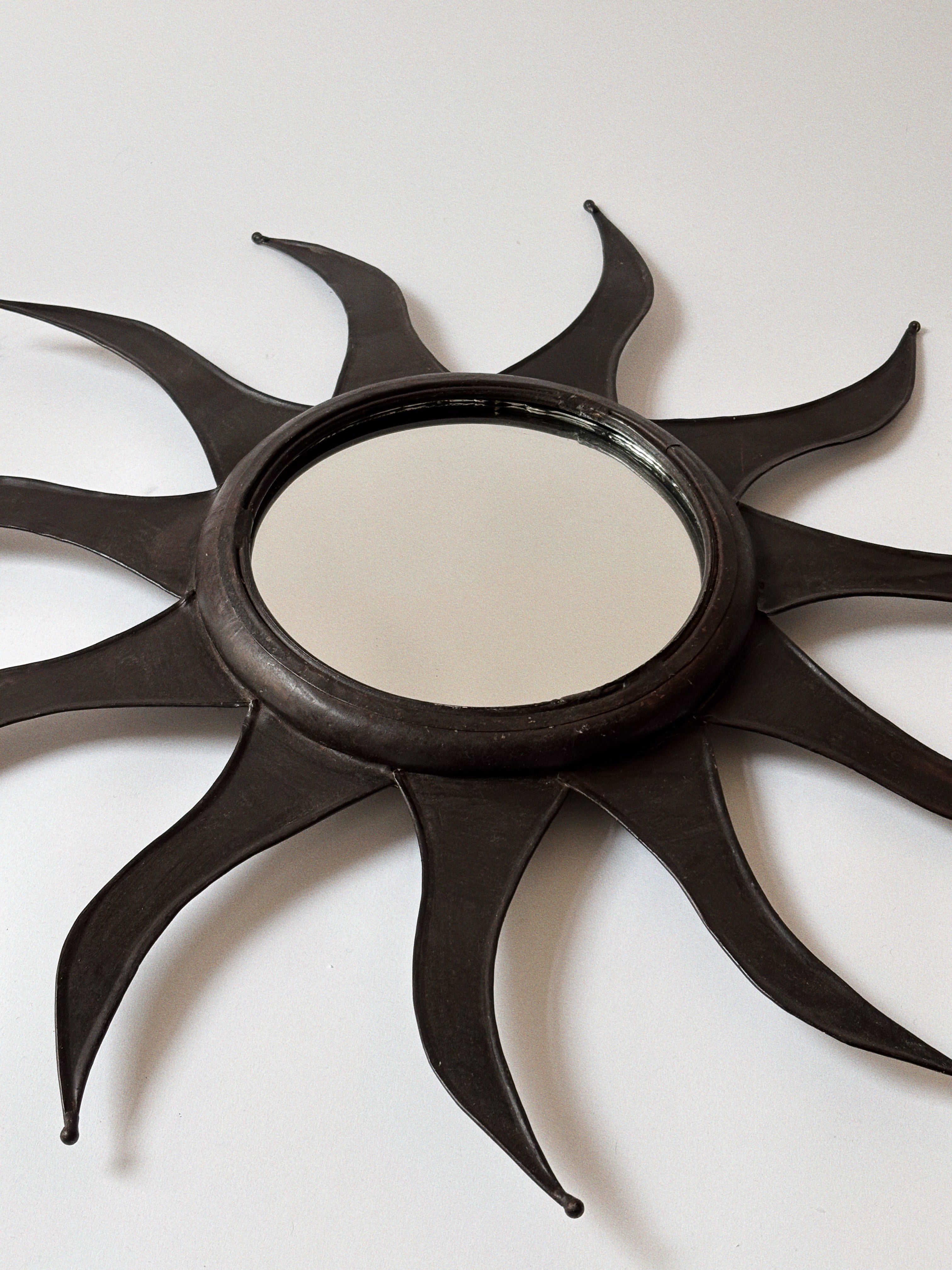 Artisan Metal Sun Mirror — side angle