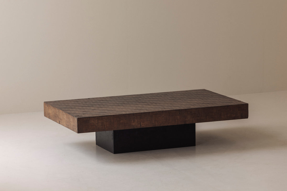 Rectangular Stained Bamboo Coffee Table, France 1960s — side angle