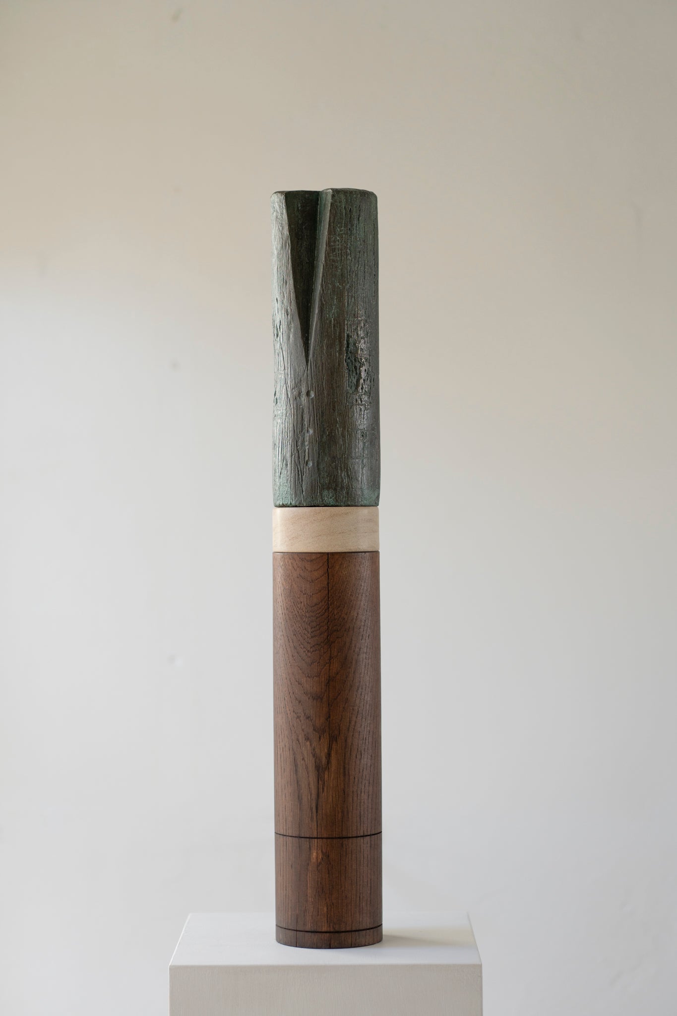 Cylinder V | Bronze, Stone & Oak Sculpture