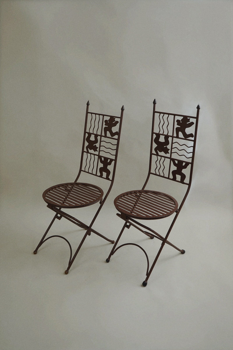 Iron Chair with Stylised Figures c.1980 — detail view