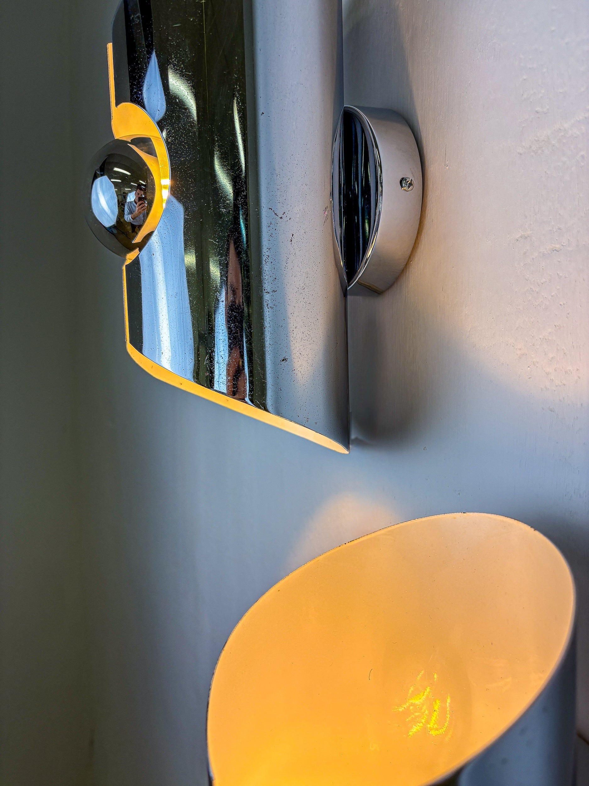Pair of Space-Age wall Sconces, Max Sauze's style, France, 1970's — close-up