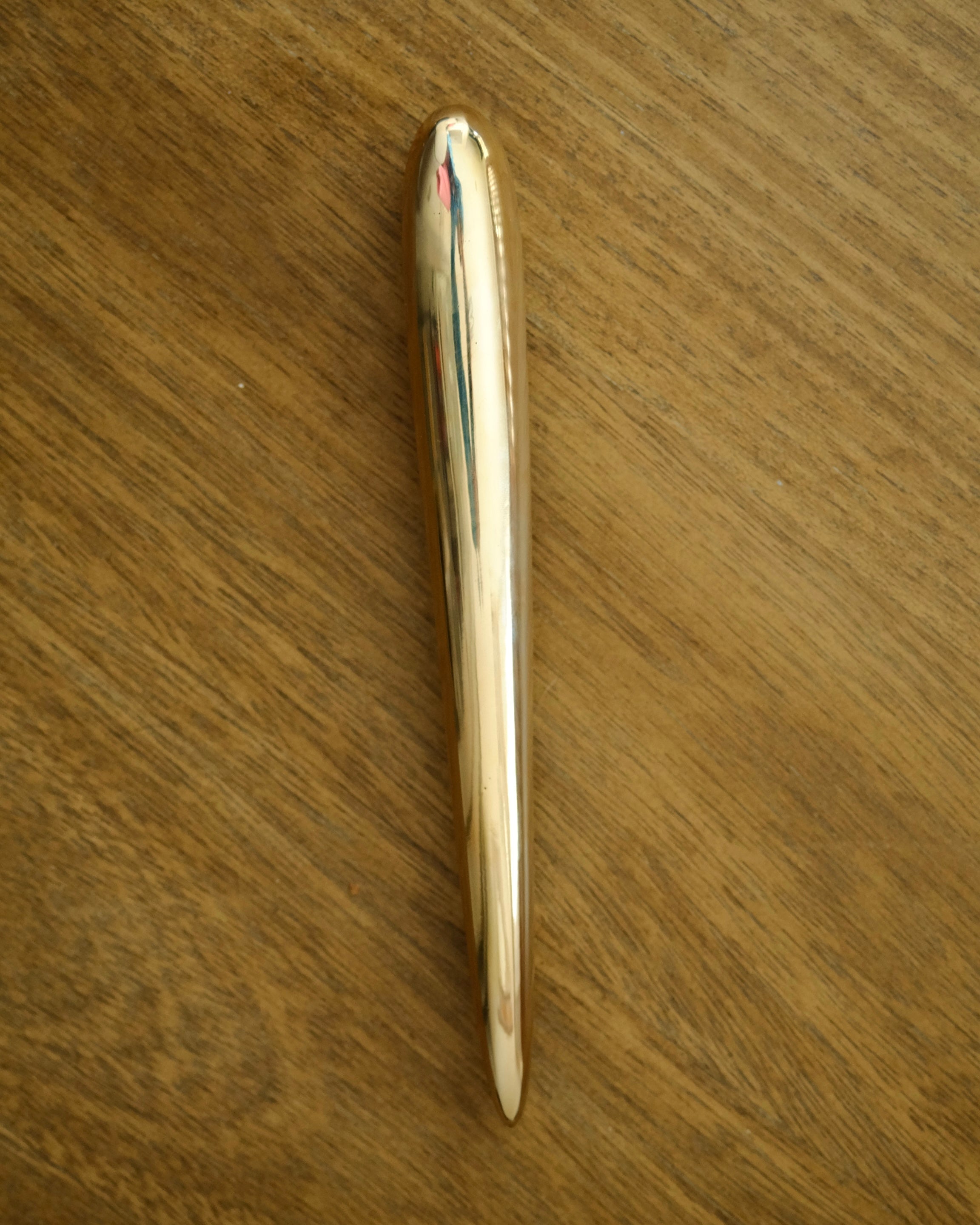 MOMI Cabinet/Appliance Pull Long — top view of polished brass finish