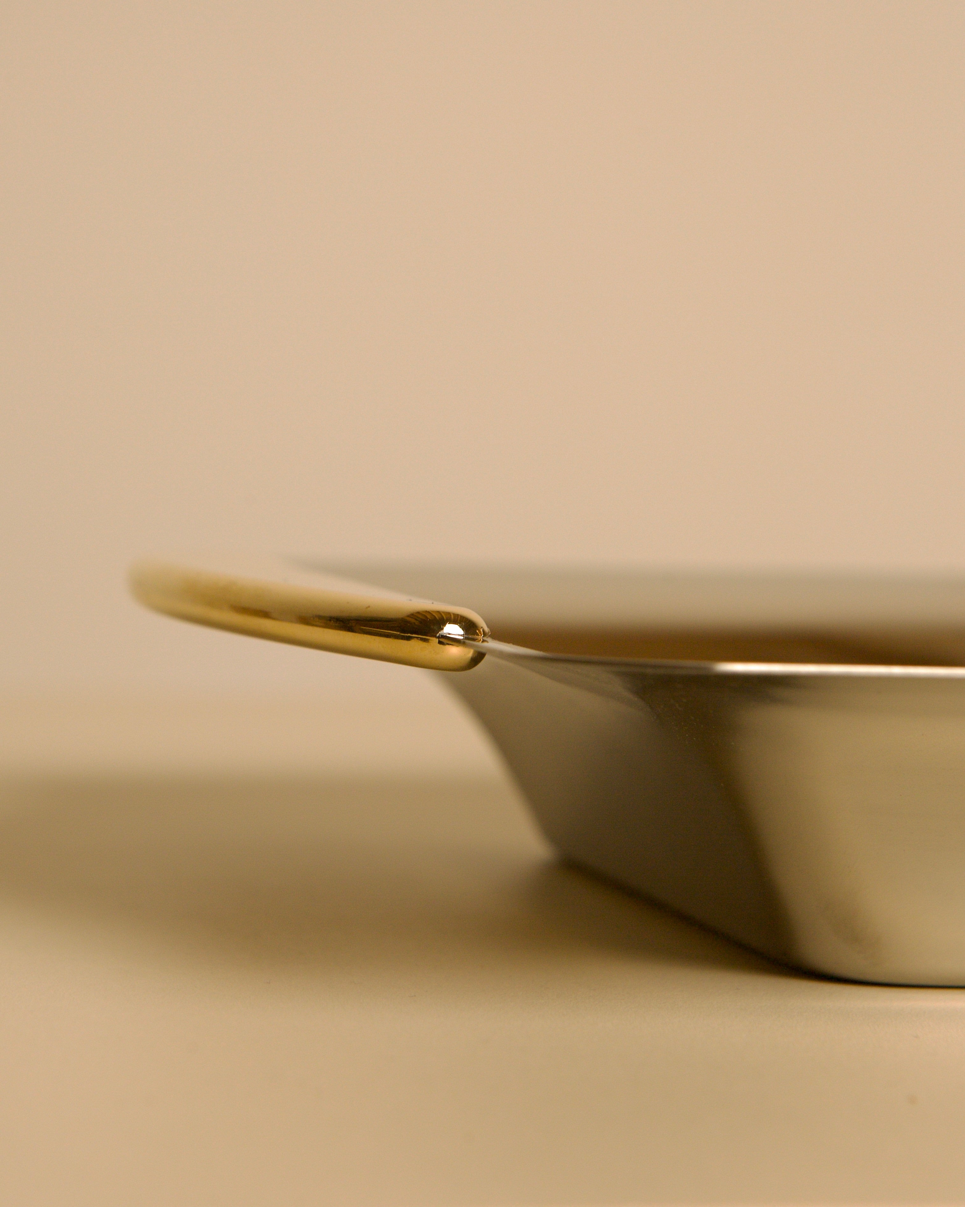 Italian stainless steel trinket tray by Elizabeth Line 80s — lifestyle setting