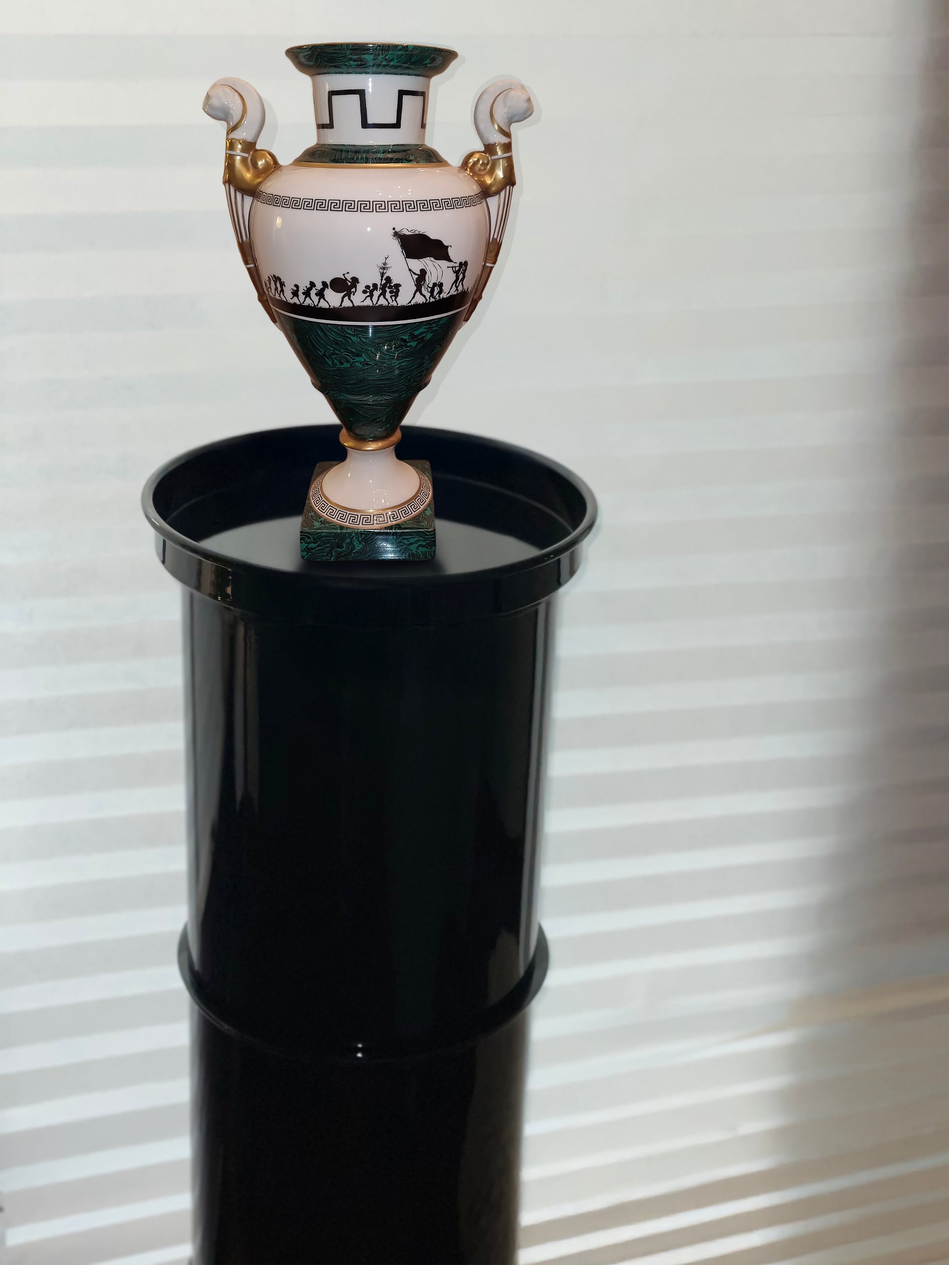 Contemporary Furniture - Black Glossy Metal Column Collection — detail view