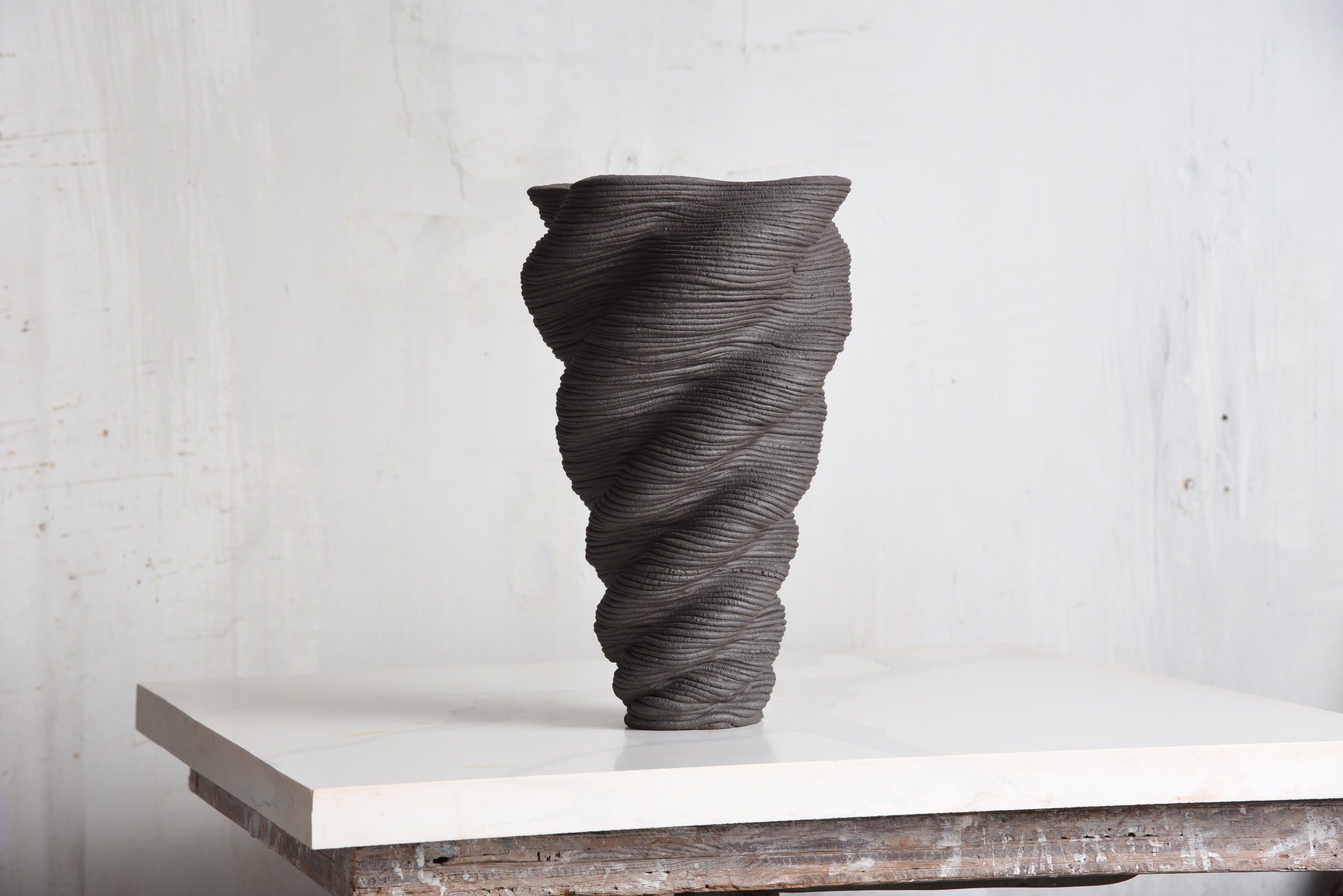 Black Stoneware Vase — detail view