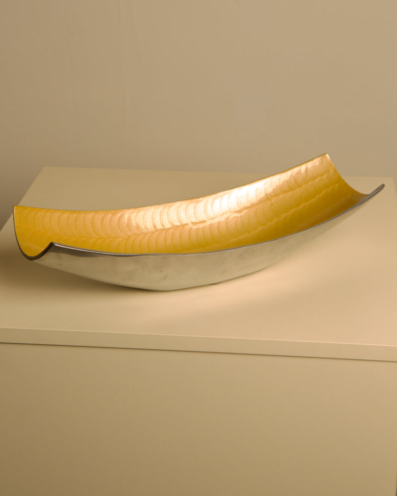 Large yellow curved aluminum Galassia storage compartment by Brandani