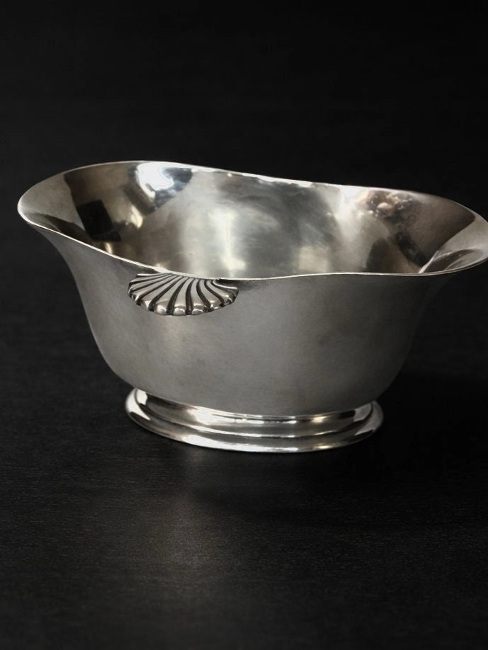 1950s Belgian Antique Wiskemann Silver-Plated Sauce Boat — close-up