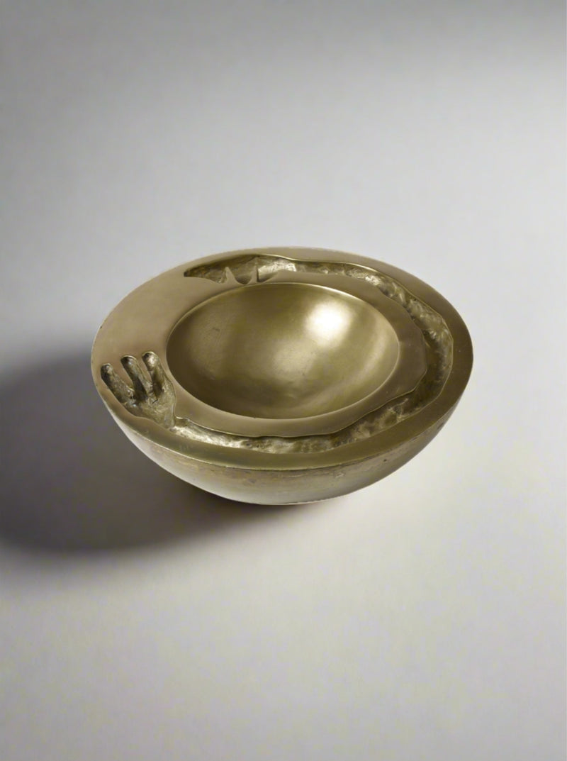 Signature Dish brass sculpture bowl by Lucy Page with polished finish