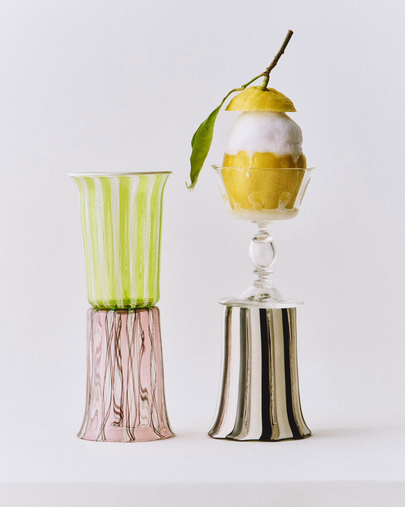 Clara Glasses - Set of four — close-up of colorful glass textures